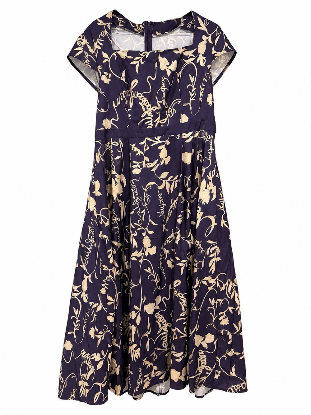Deep Purple Floral Foil Party Dress